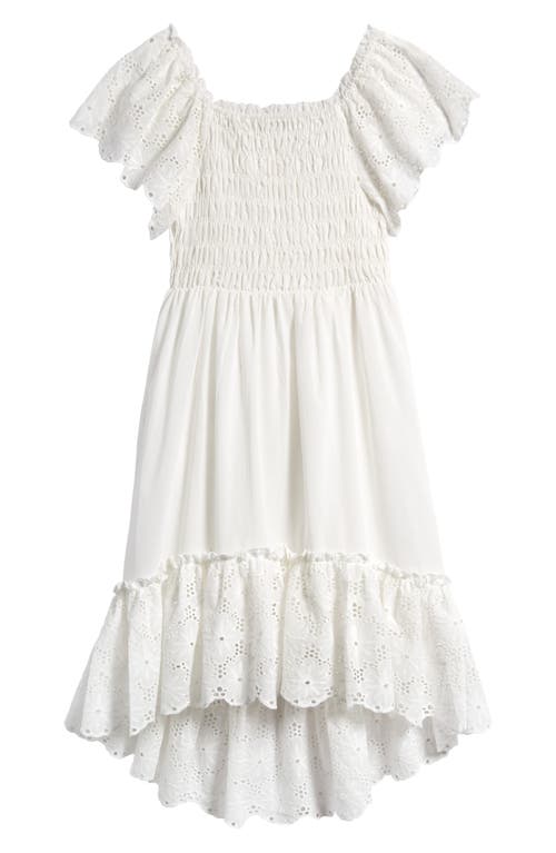 Truly Me Kids' Eyelet Accent Tiered Cotton Dress White at Nordstrom,