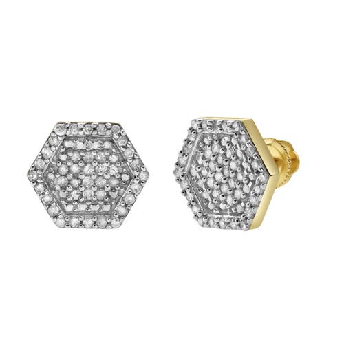 Luvmyjewelry Slates Prime 10k Yellow Gold Diamond Stud Earrings In 10k Yellow Gold
