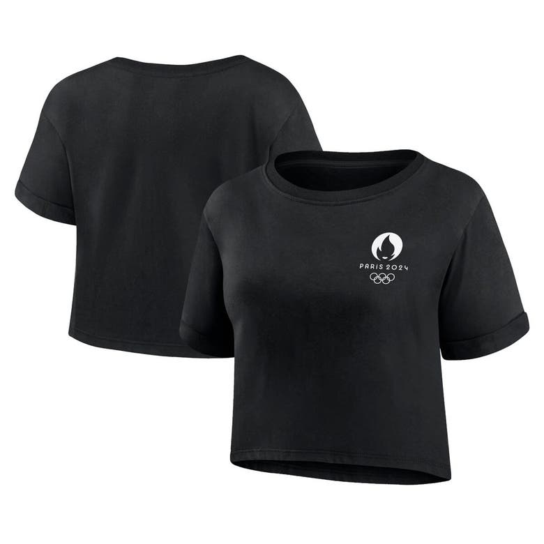 Shop Fanatics Branded Black Paris 2024 Summer Olympics Static Fashion Cropped T-shirt