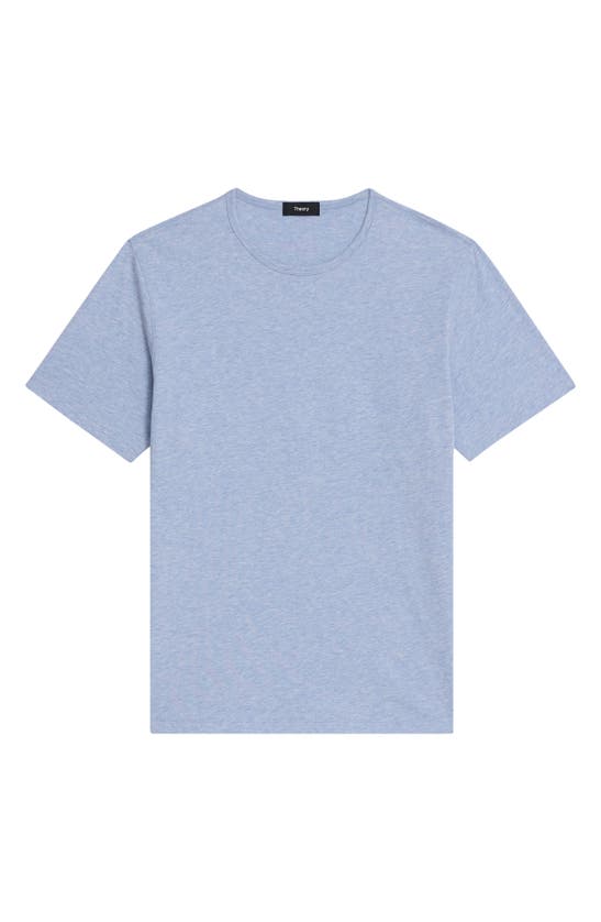 Theory Essential Crewneck Short Sleeve Tee In Powder Blue Melange