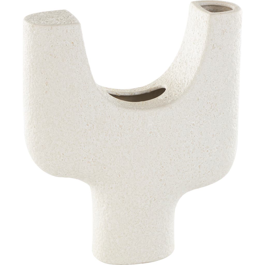 Ginger Birch Studio Geometric Ceramic Vase In White