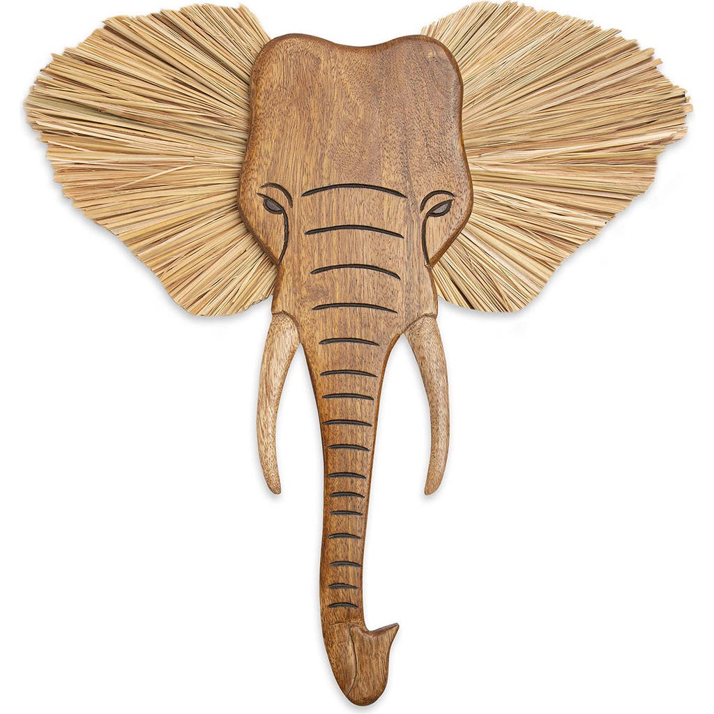 CRANE BABY Safari Animal Wooden Wall Decor in Brown Elephant 