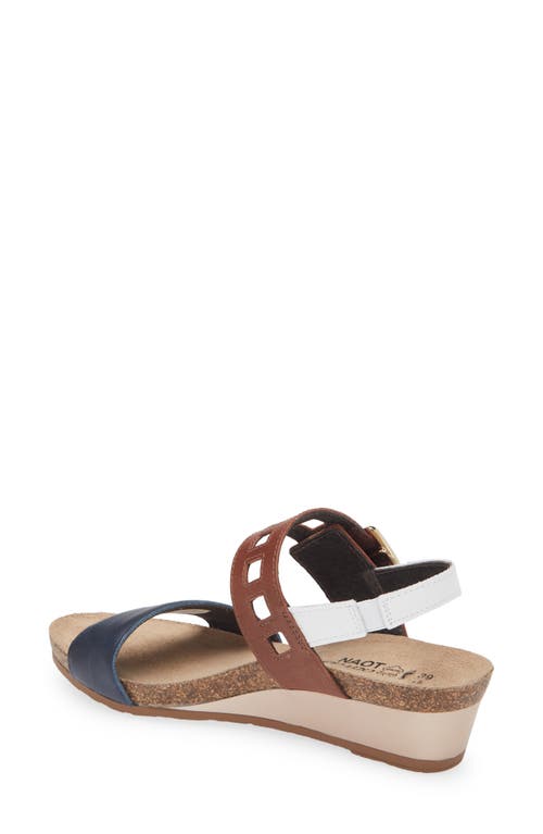 Shop Naot Dynasty Wedge Sandal In Ink/soft Chestnut/white