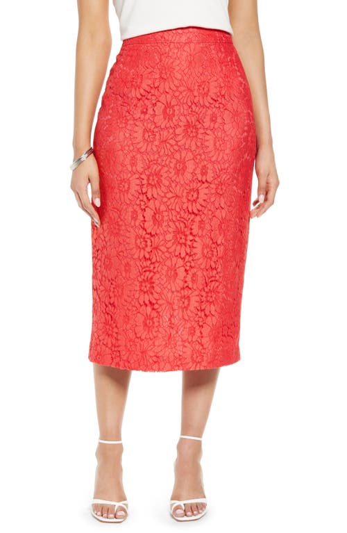 halogen(r) Lace Pencil Skirt in Red Bittersweet