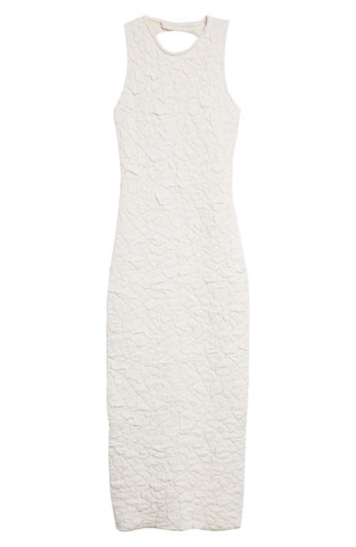 Crinkle Jacquard Wool Knit Dress in White