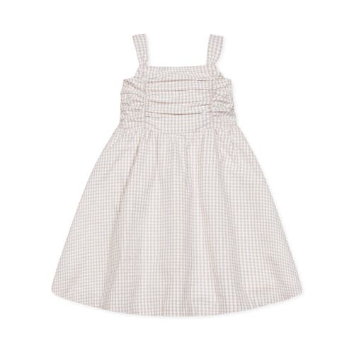 Hope & Henry Girls' Sleeveless Ruched Bodice Party Dress, Infant in Taupe Gingham Seersucker at Nordstrom