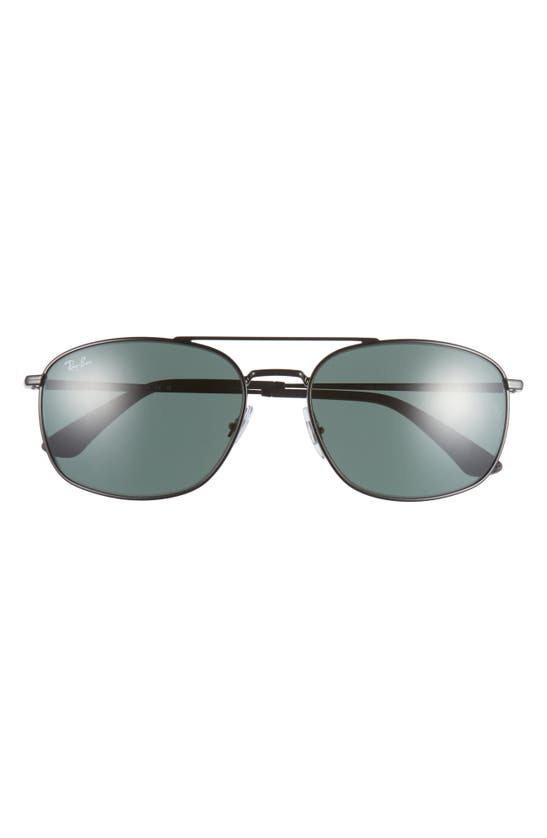 Ray Ban 60mm Square Sunglasses In Black / Dark Green