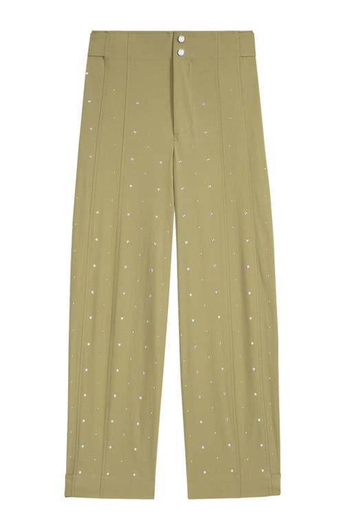 Shop Maje Studded Baggy Trousers In Khaki