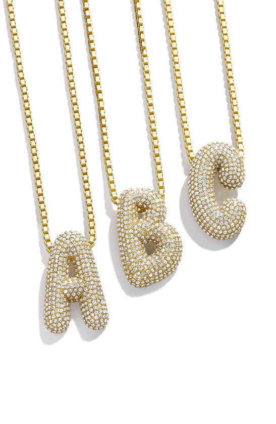 Shop Baublebar Pavé Crystal Bubble Initial Pendant Necklace In Gold W