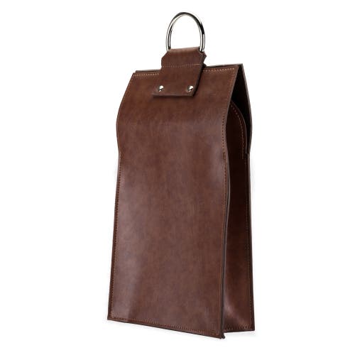 Viski Brown Faux Leather Doublebottle Wine Tote In Brown