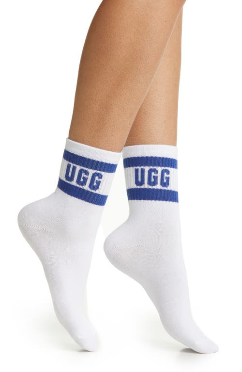 UGG(r) Dierson Logo Quarter Socks in White /Deep Marine