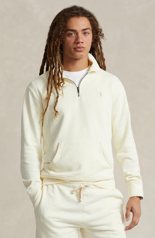 Shop Polo Ralph Lauren French Terry Quarter Zip Sweatshirt In Clubhouse Cream