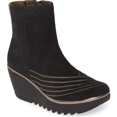 Fly London Yeni Platform Wedge Bootie - Black