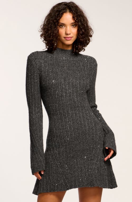 RAMY BROOK RAMY BROOK AMBROSIUS SEQUIN LONG SLEEVE MINI SWEATER DRESS 