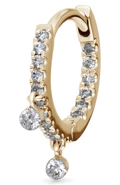 Maria Tash Double Dangle Diamond Eternity Huggie Earring In Yellow Gold/ Diamond
