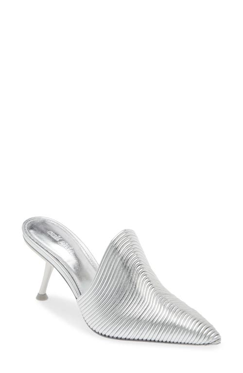 Mara Metallic Pointed Toe Mule in Bright Shiny Silver