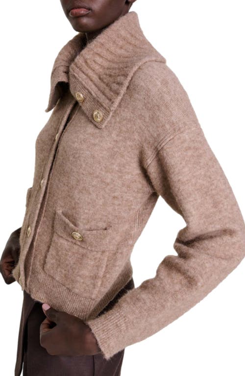 Shop Maje Wool-blend Cardigan In Camel