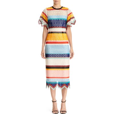 Carolina Herrera Short Sleeve Sheath Dress, Blue