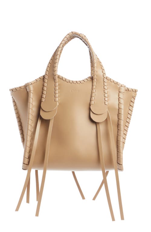 Chloé Small Mony Leather Tote in Argil Brown