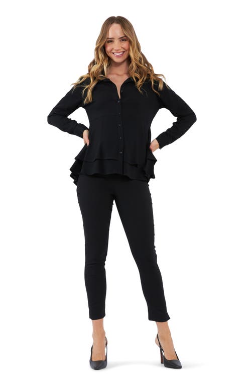 Shop Ripe Maternity Evelyn Peplum Maternity/nursing Shirt In Black