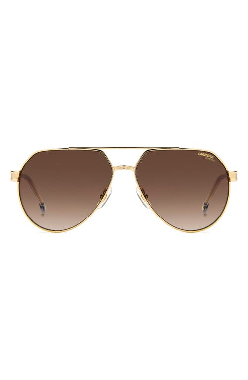 Carrera Eyewear Victory 62mm Gradient Aviator Sunglasses In Gold Grey/brown Gradient
