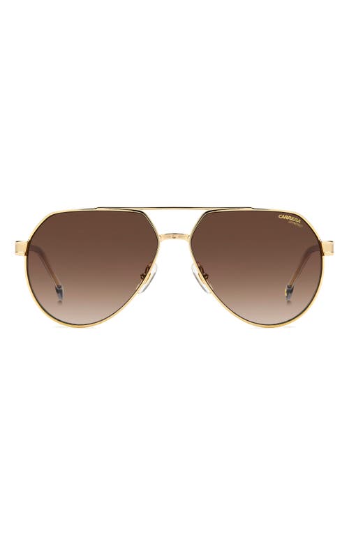 Carrera Eyewear Victory 62mm Gradient Aviator Sunglasses in Gold Grey/Brown Gradient at Nordstrom