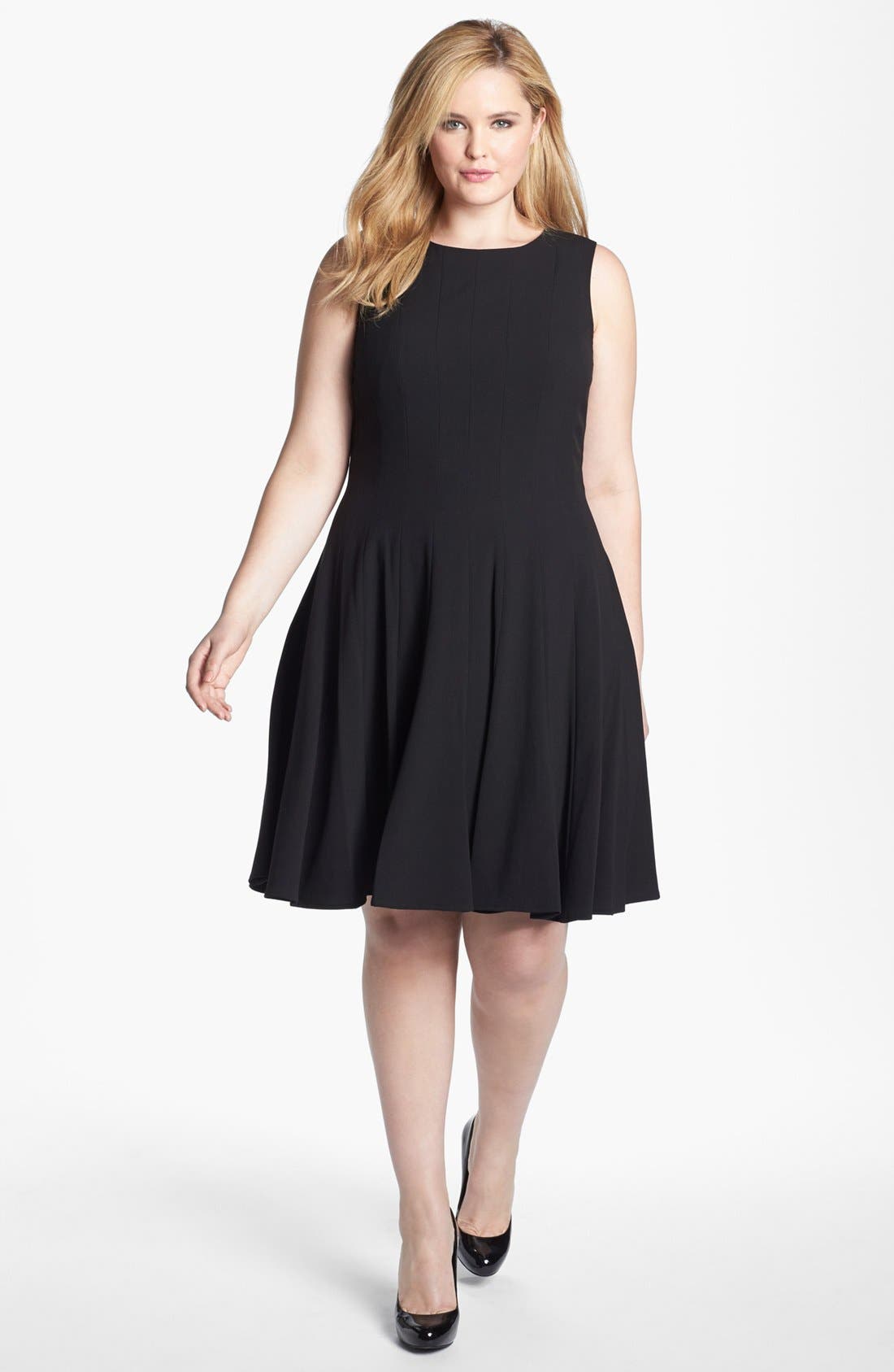 black sleeveless fit and flare dress
