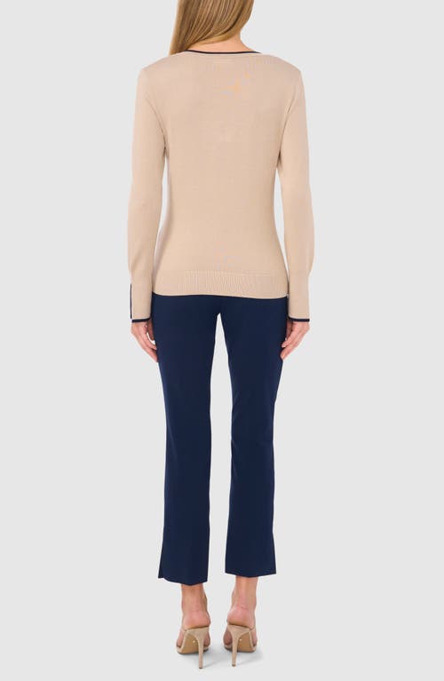 Halogenr Halogen(r) Contrast Trim Sweater In Coastal Beige