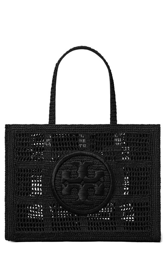 Tory Burch Ella Large Hand Crocheted Tote In Black