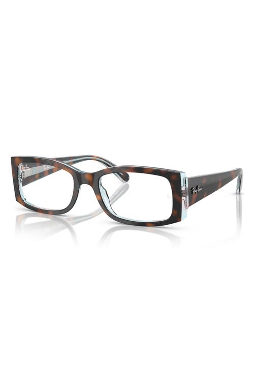 Ray Ban Ray-ban 52mm Square Optical Glasses In Dark Havana