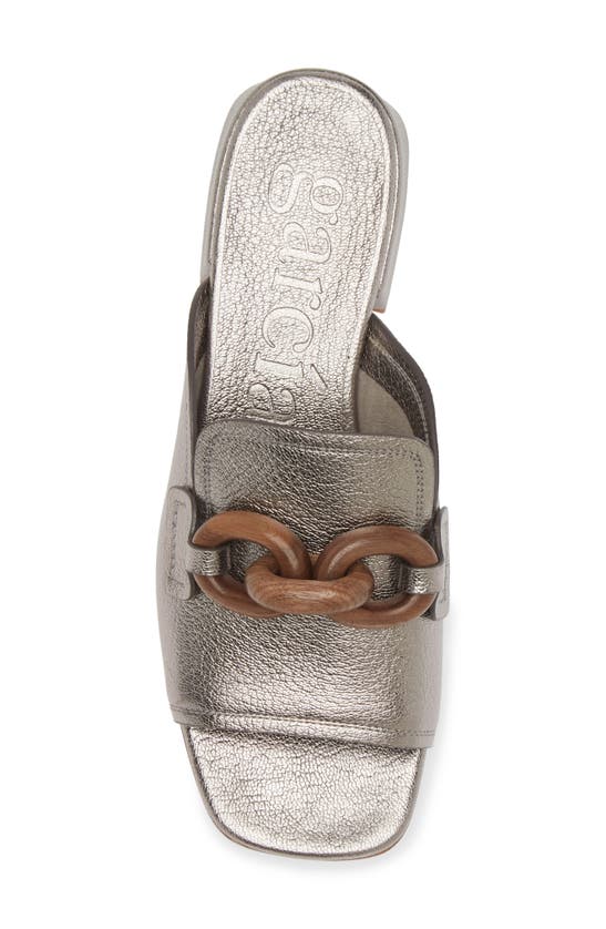 Pedro Garcia Enna Slide Sandal In Steel Petitgrain Lame