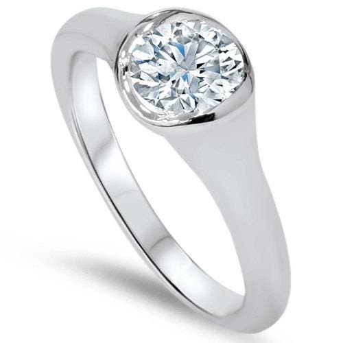 Bliss Diamond 3/4ct Bezel Solitaire Lab Grown Diamond Engagement Ring 14k Gold In 14k White Gold