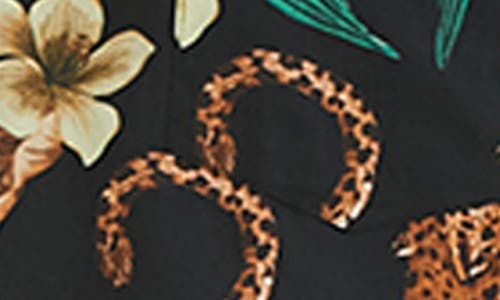 Desmond & Dempsey Cheetah Print Short Sleeve Cotton Pajamas In Black/yellow