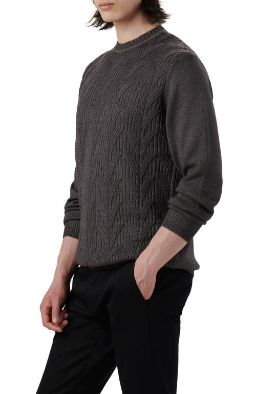 Bugatchi Cable Stitch Merino Wool Sweater In Anthracite