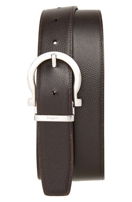 Shop Ferragamo Reversible Leather Belt In Black/hickory