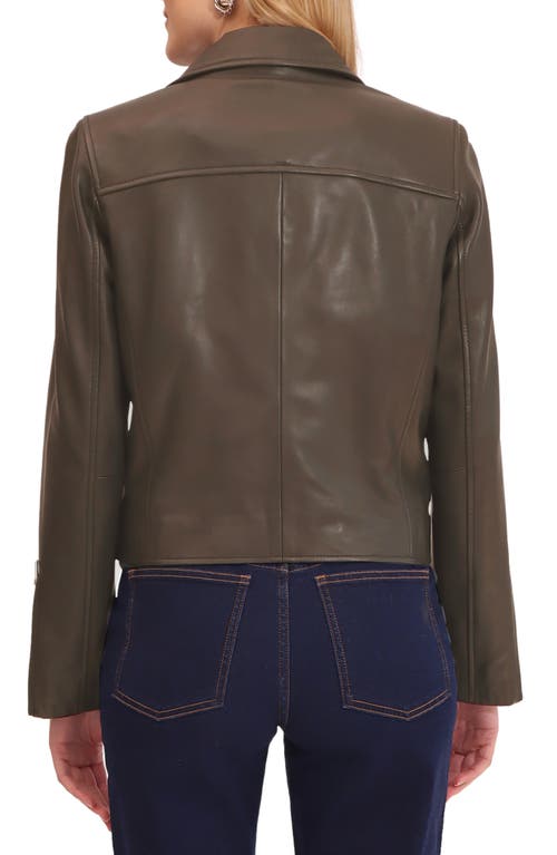 Shop Bagatelle Leather Biker Jacket In Fossil