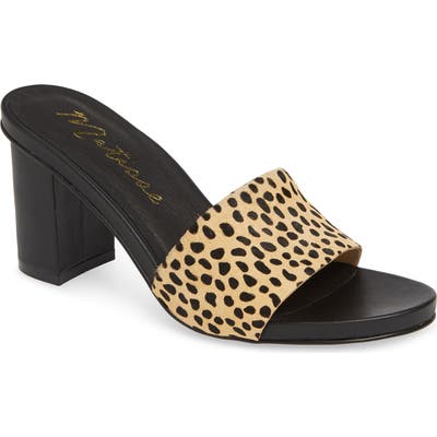 Matisse Nico Genuine Calf Hair Slide Sandal, Brown