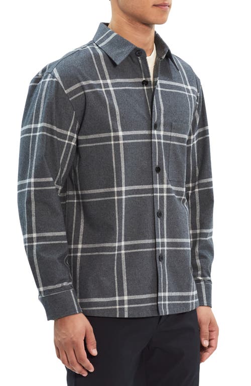 Theory Clyfford Oversize Button-up Shirt Jacket In Medium Grey Melange - Bv6
