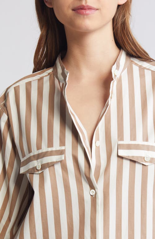 Frame Cotton Striped Shirt In Mocha Multi