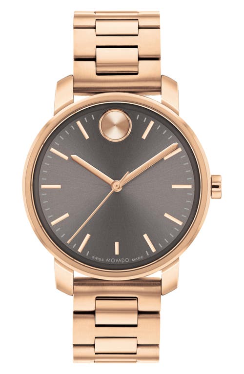 Movado Women's Bold Access Swiss Quartz Ionic Plated Carnation Gold Steel Watch 34mm In Rose Gold/gray