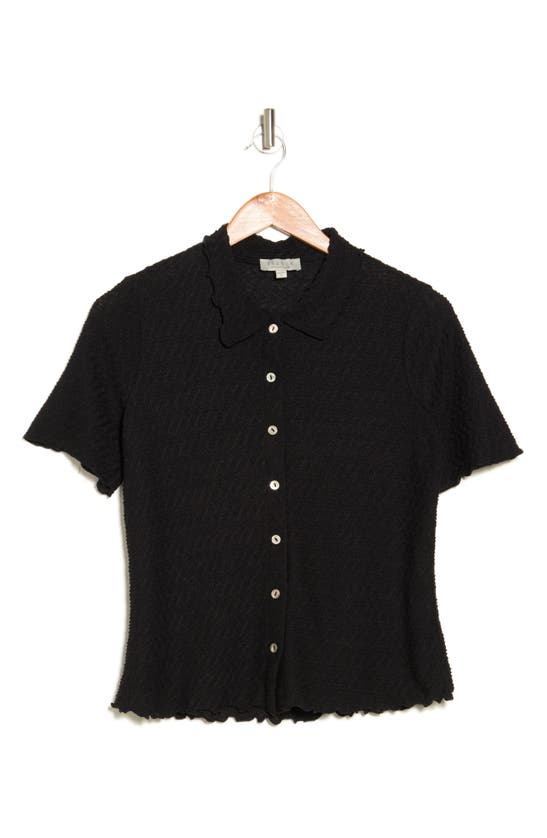 Shop Chenault Short Sleeve Knit Button-up Shirt In Black