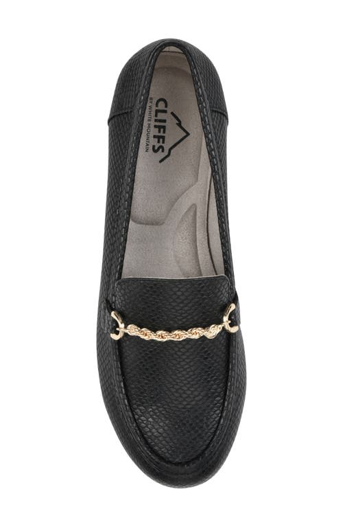 Cliffs By White Mountain Genius Chain Bit Embossed Loafer In Black Snake Print