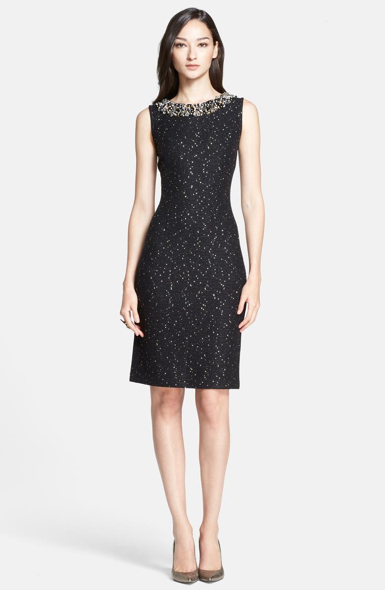 St. John Collection Paillette Knit Dress with Hand Beaded Neckline ...