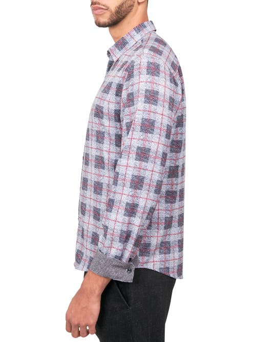 Brooklyn Brigade Plaid 4-way Stretch Performance Long Sleeve Shirt In Grey