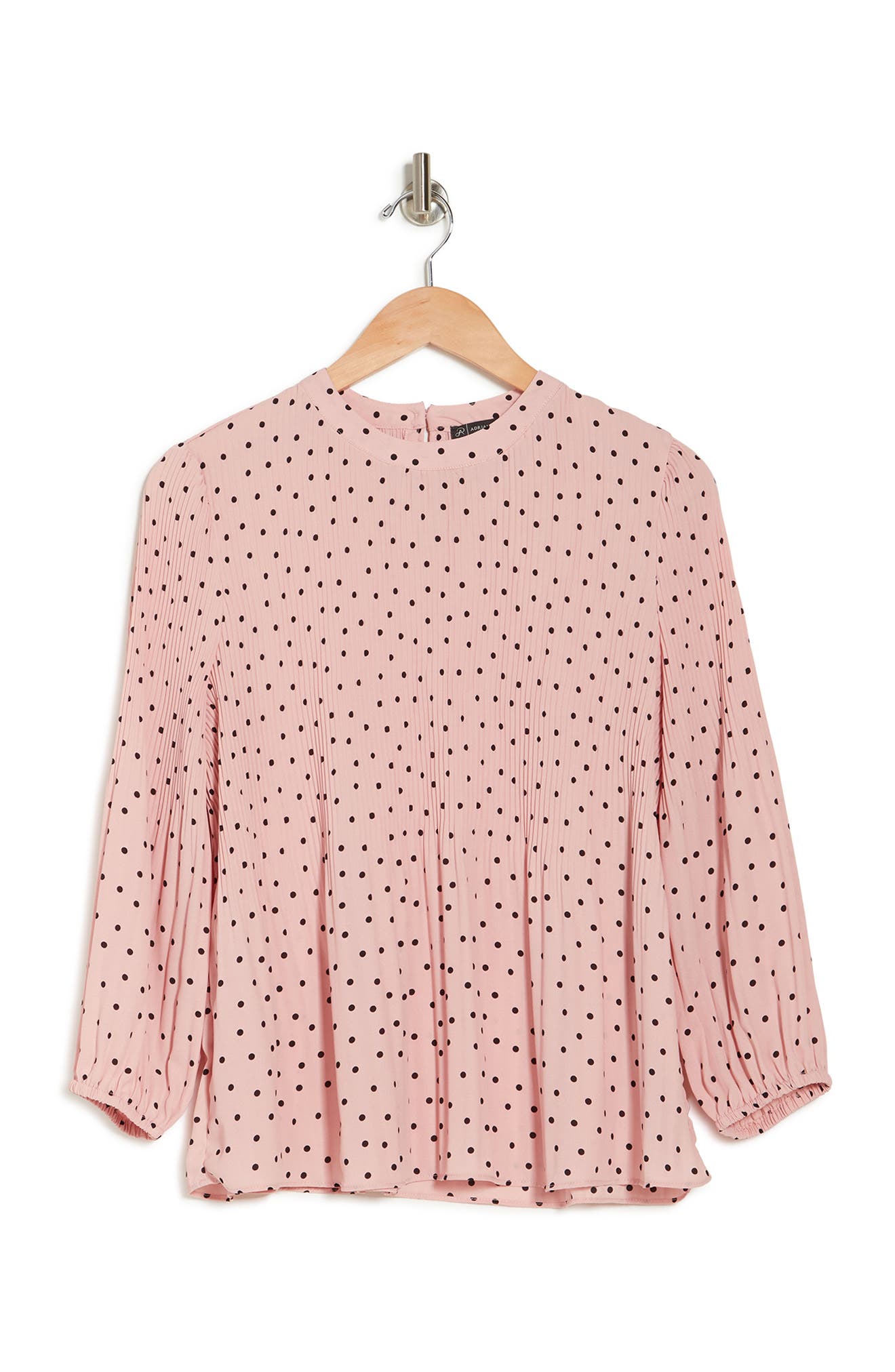 Adrianna Papell Georgette Pleated Polka Dot Blouse In Open Miscellaneous13