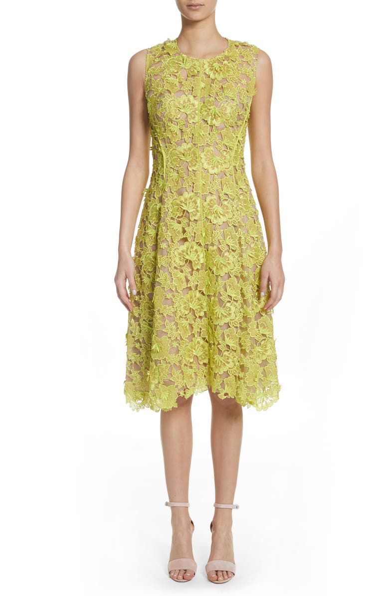 Lela Rose Seamed Floral Lace Dress | Nordstrom
