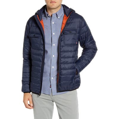 Faherty Atmosphere Quilted Water Resistant Hooded Jacket, Blue