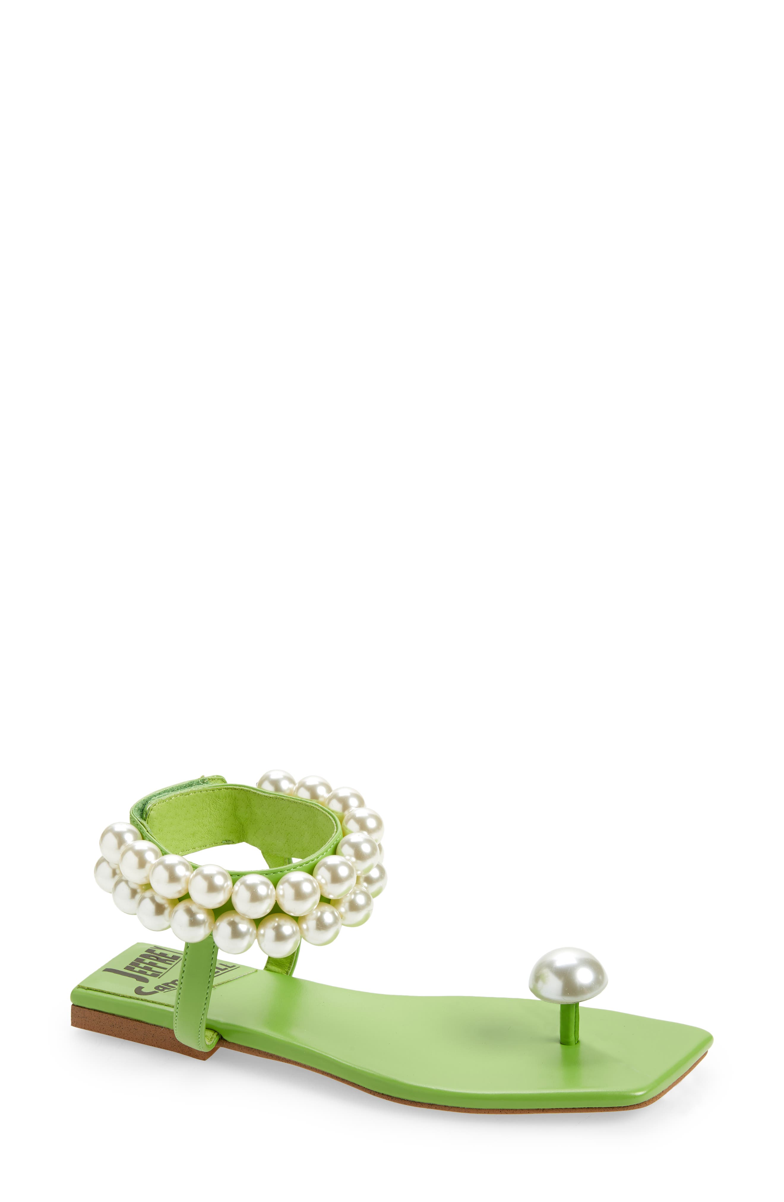 Jeffrey Campbell Chateau Embellished Sandal in Green | Smart Closet