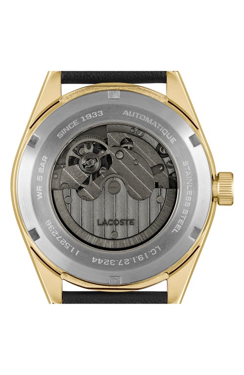 Lacoste Men's Boston Automatique Black Leather Strap Watch 40mm In Black
