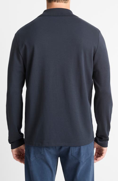 Shop Vince Milano Stitch Johnny Collar Long Sleeve Polo In Coastal